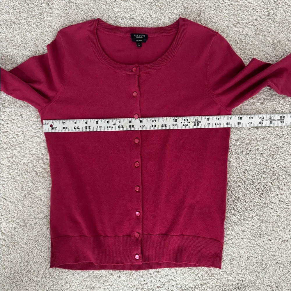 Talbots Raspberry Pink Button-Up Cardigan Sweater Small - Picture 6 of 7